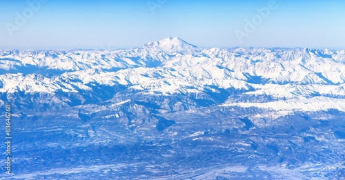 Aerial view of Caucasus mountains and Mount Elbrus © Daniel Prudek