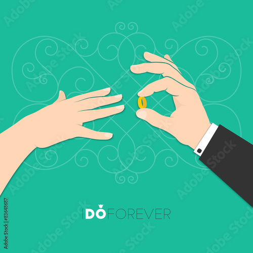 Hands of the bride and groom