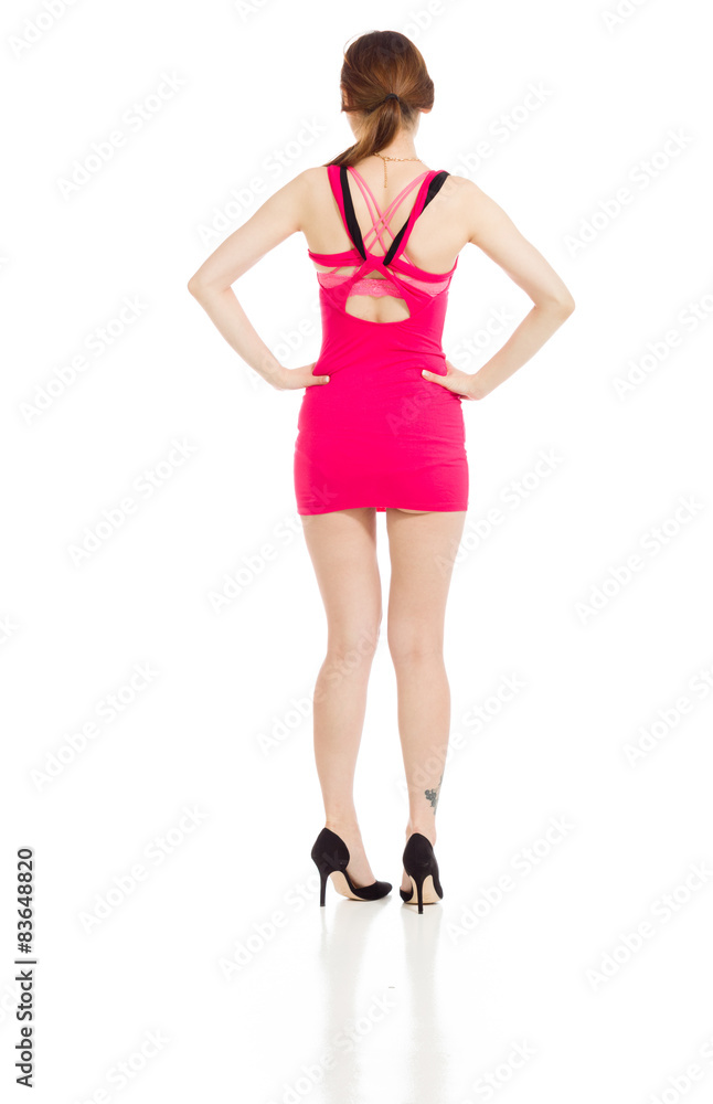 Fototapeta premium Model isolated showing her back