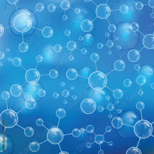 Background with molecules and spheres
