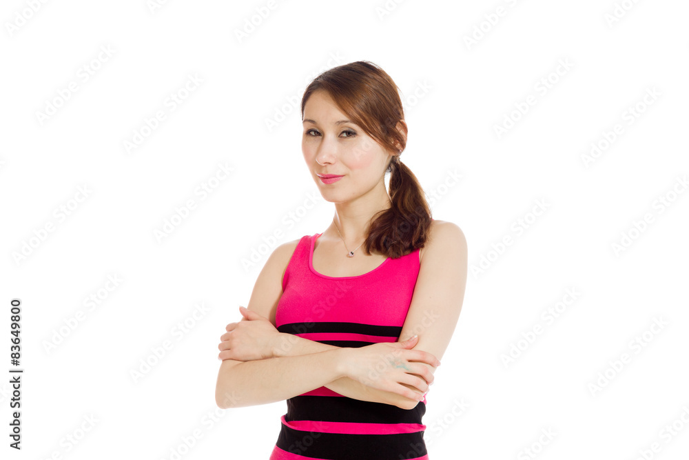 Model successful with arms crossed confident Model successful with arms crossed confident