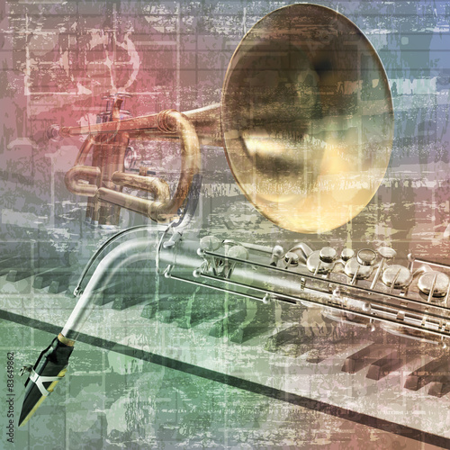 abstract grunge sound background with trumpet