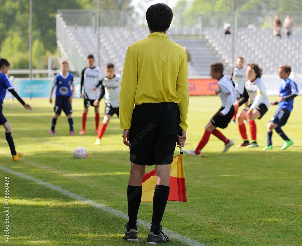 Fototapeta premium l'arbitre et les pupilles au football