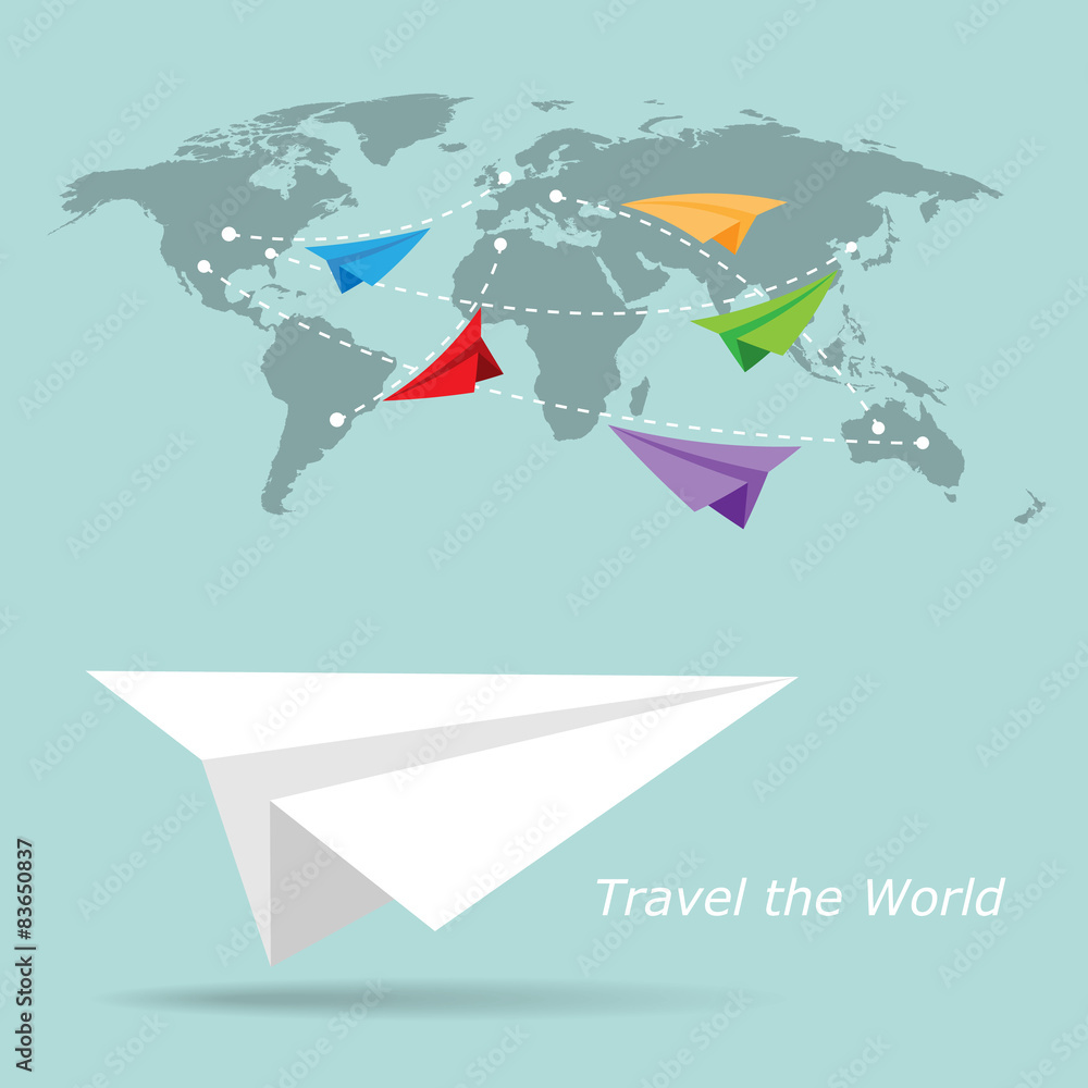 Traveling concept. Paper plane