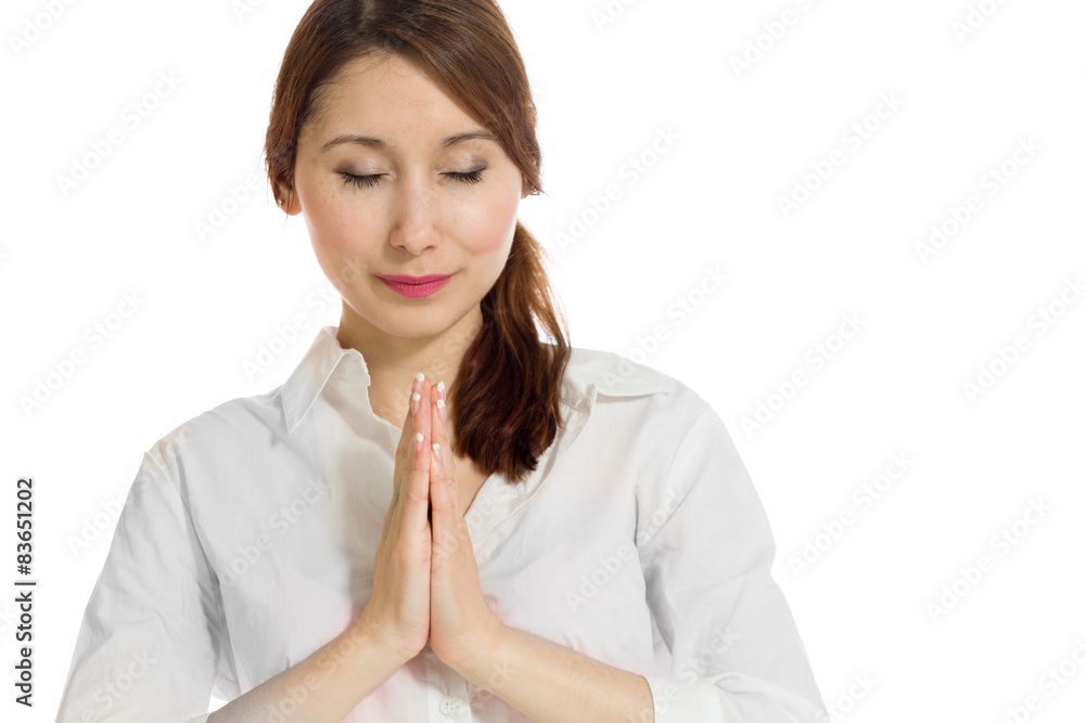 Model isolated praying Model isolated praying