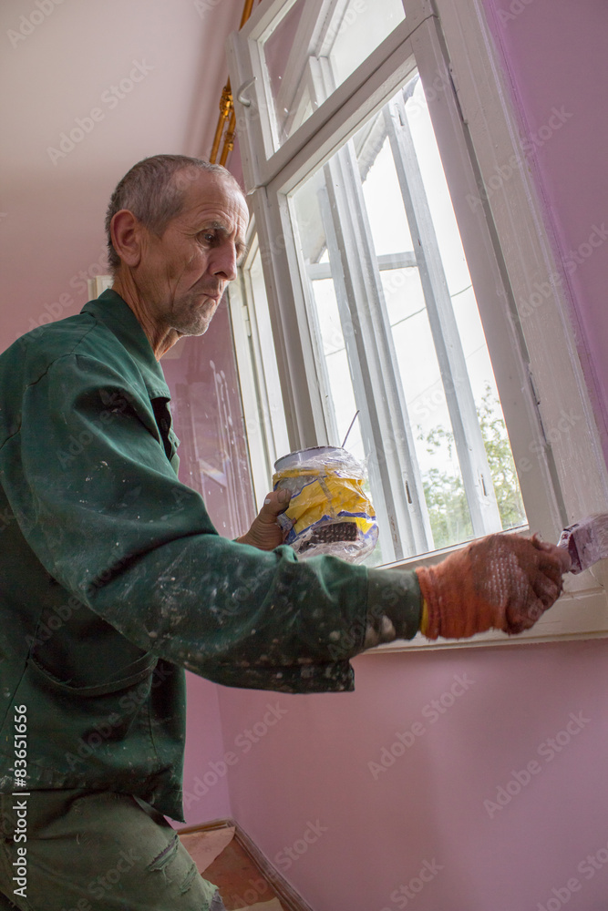old man window painting