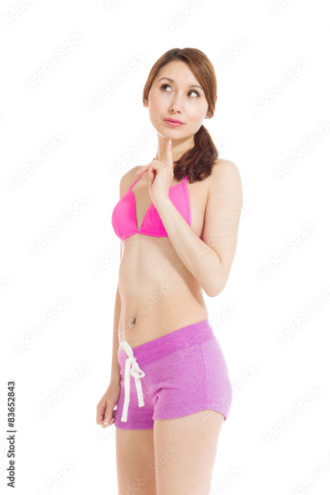 Fototapeta premium Model isolated thinking looking up
