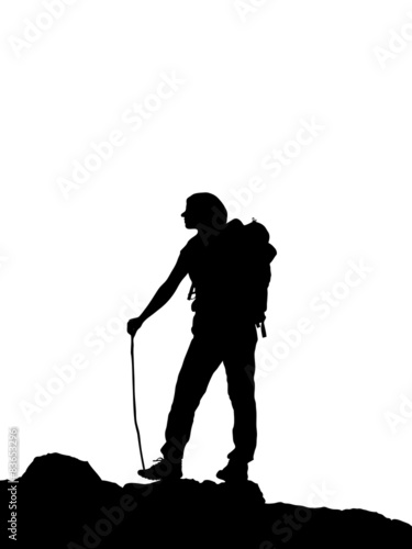 Hiking amateur on the top of mountain