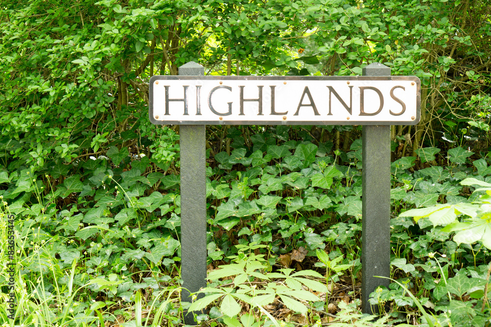 'Highlands' sign post