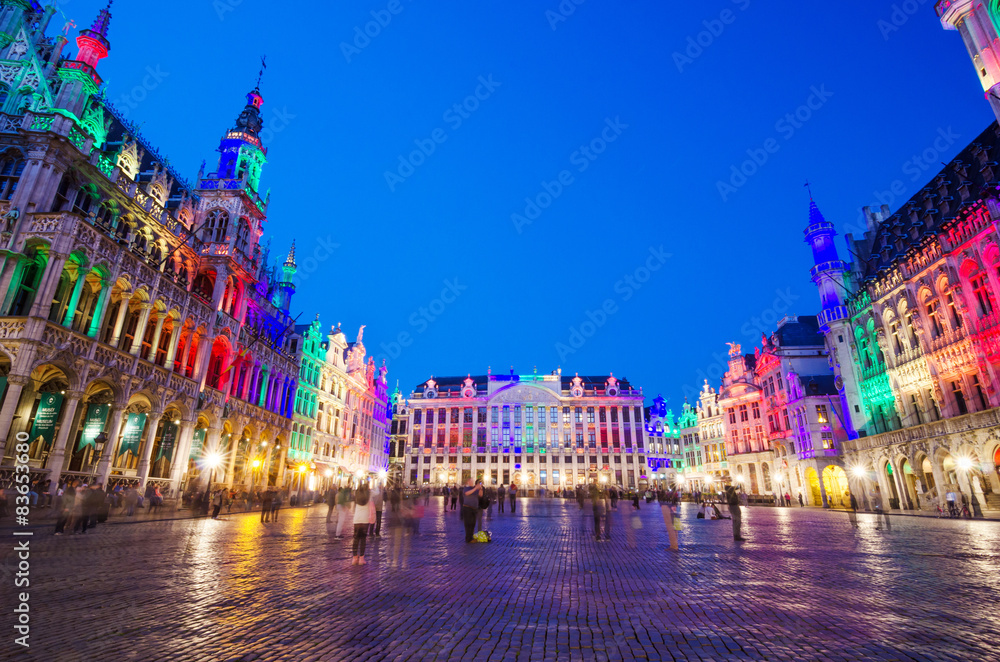 Grand Place at twilight in Brussels