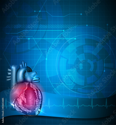 Heart abstract blue background