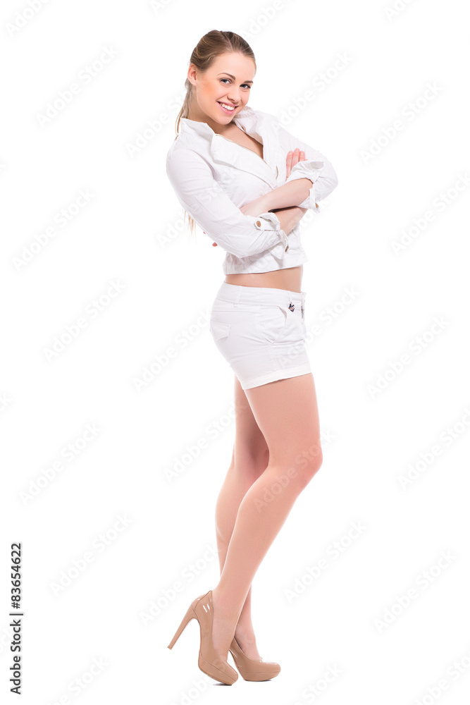 Playful young blond woman