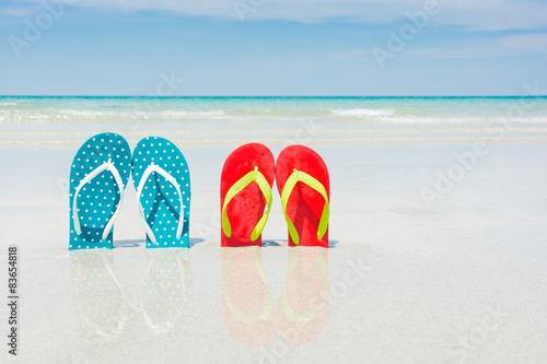 Beach  slippers on tropical beach