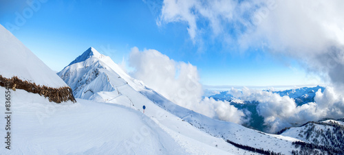 Krasnaya Polyana Sochi mountains snow ski sky descent speed