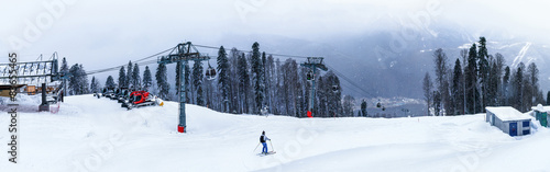 Krasnaya Polyana Sochi mountains snow ski sky descent speed