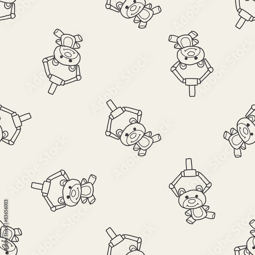 get bear doll doodle seamless pattern background