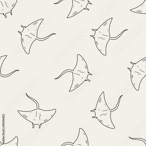 Stingray doodle seamless pattern background