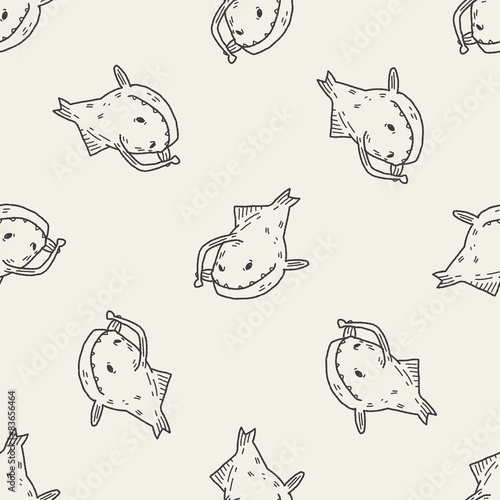 Lantern fish doodle seamless pattern background