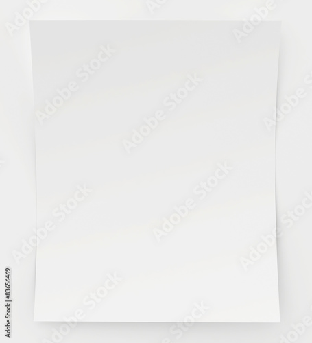 Blank sheet of paper with a shadow underneath it