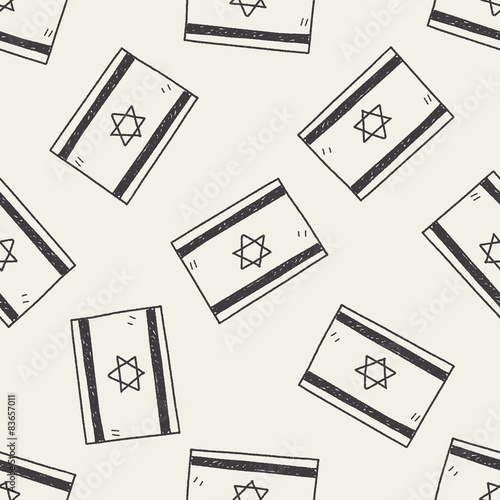 Israel flag doodle seamless pattern background