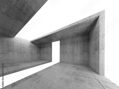 Concrete room interior with white opening 3d