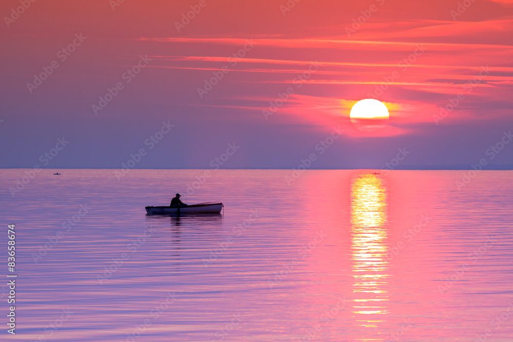 Beautiful sunset in lake Balaton