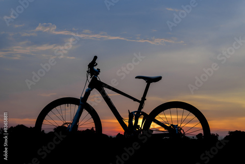 Fototapeta Naklejka Na Ścianę i Meble -  Silhouette shot of mountain bike