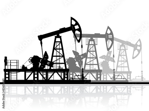 Oil pumps silhouette isolated on white background