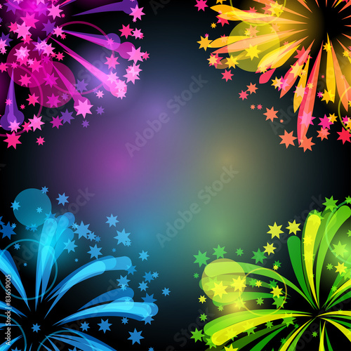 Background with bright colorful fireworks and salute