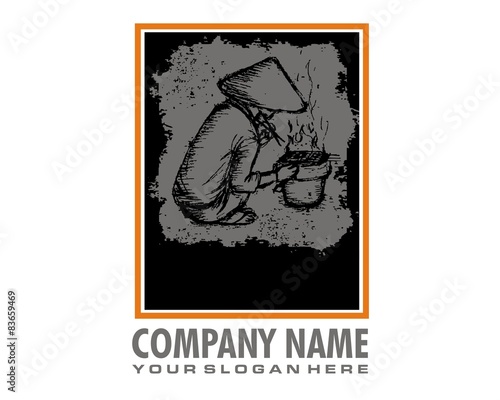 Villagers cook brazier logo image vector
