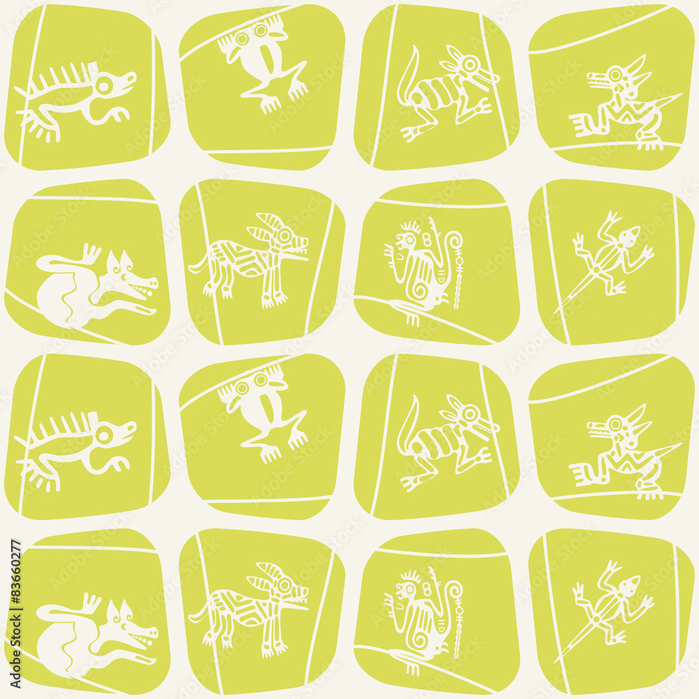 Seamless background with American Indians relics dingbats