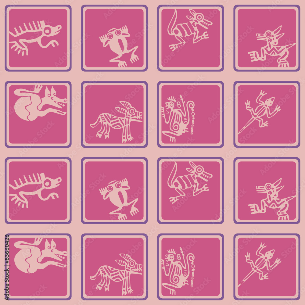 Seamless background with American Indians relics dingbats