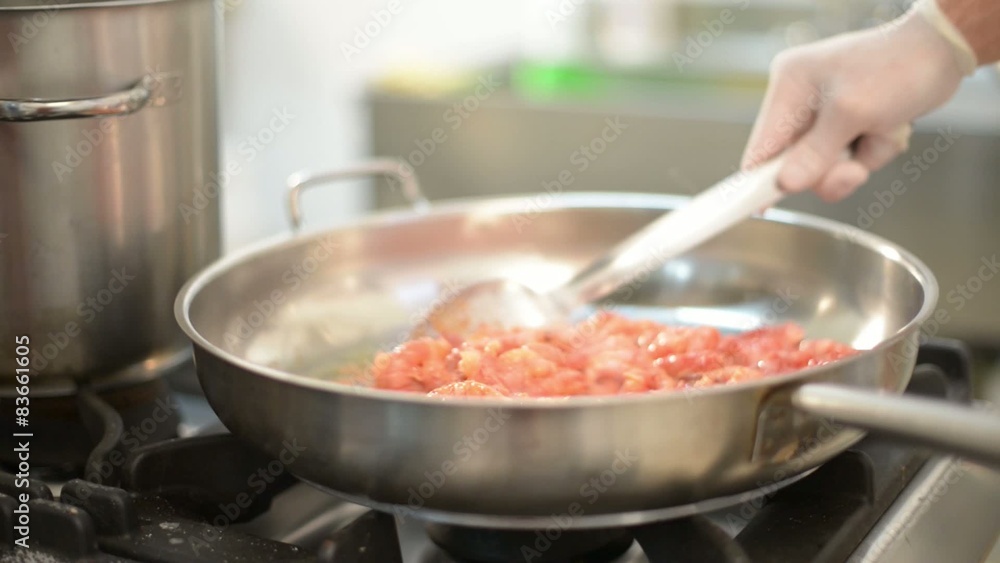 cooking king shrimp in pan cooking king shrimp in pan