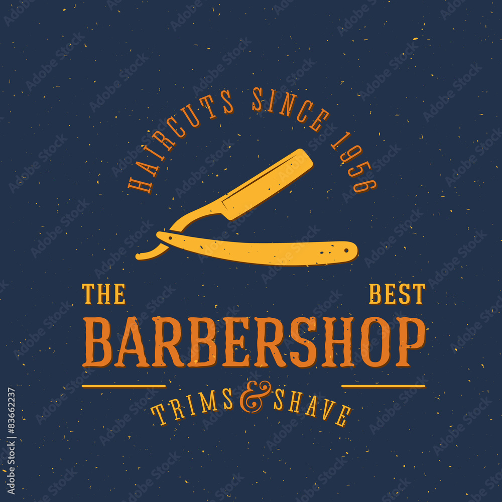 Barbershop Vector Vintage Label or Logo Template with Retro