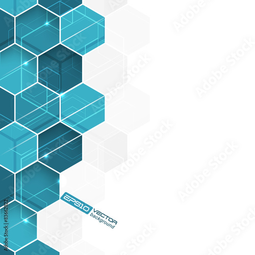 Abstract background with blue hexagonal vector pattern