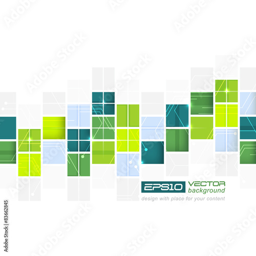 Abstract technological vector background with square pattern