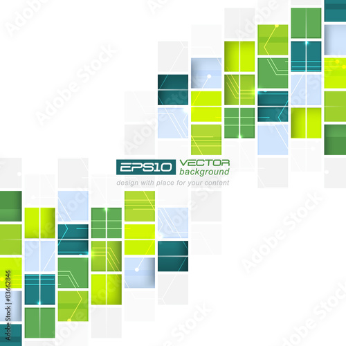 Abstract technological vector background with square pattern