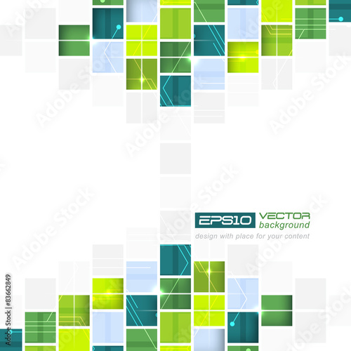 Abstract technological vector background with square pattern