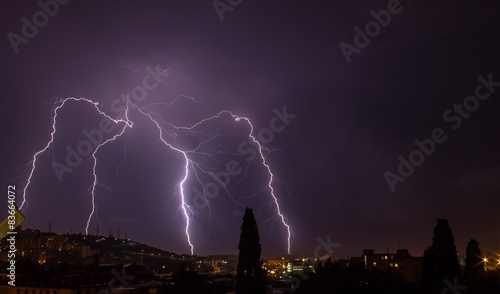 Lightnings in the nigh sky in Genoa (Italy)