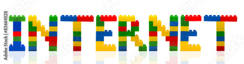 Internet word build from toy building blocks.