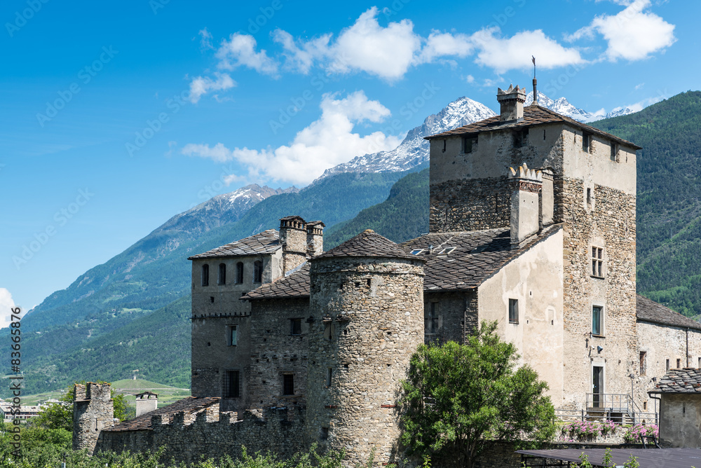 medioeval castle sarriod de la tour in italy near aosta