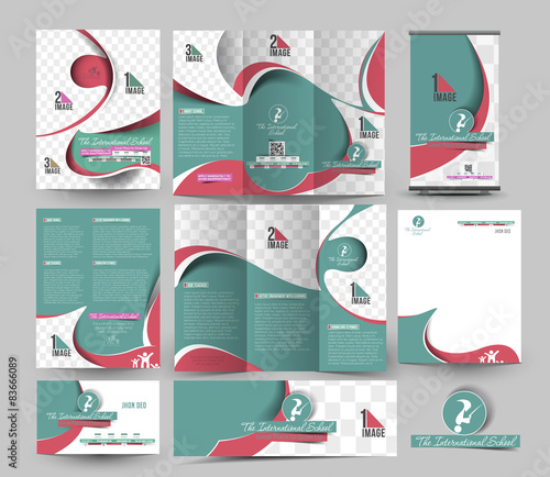 School Business Stationery Set Template 