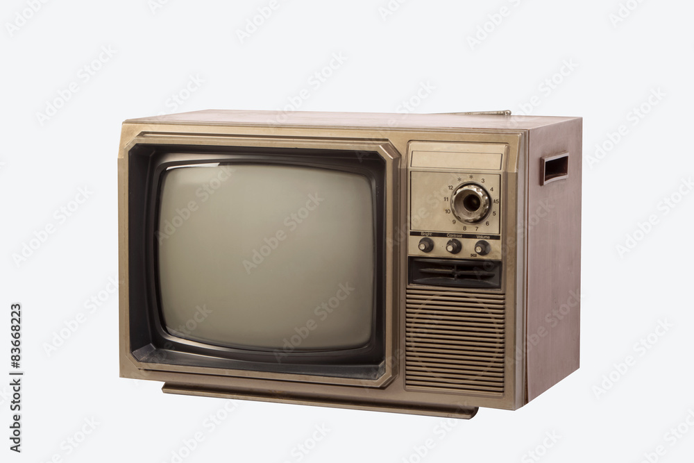The old TV on the isolated white background