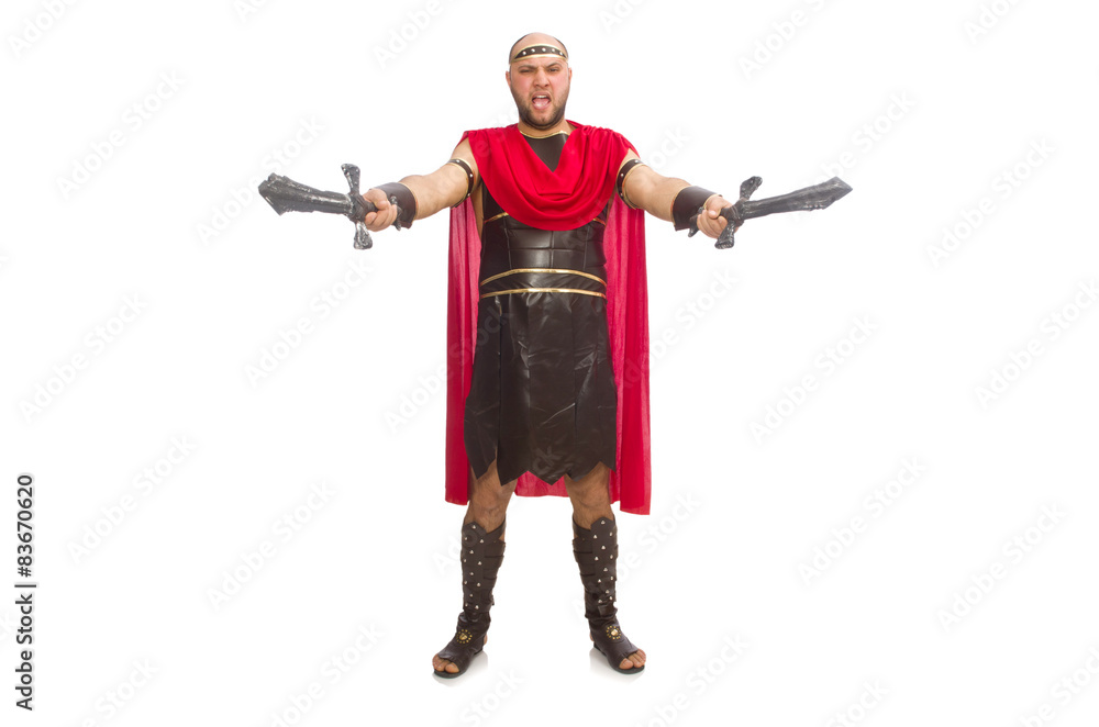 Gladiator with sword isolated on white Gladiator with sword isolated on white