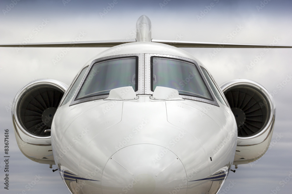 Fototapeta premium Graphic nose on perspective of business or private jet