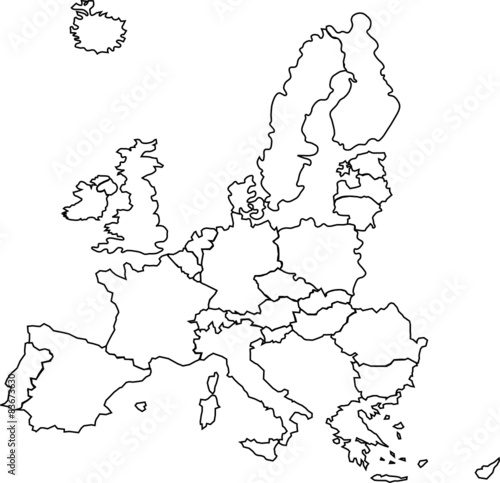 Europaumriss schwarz weiß