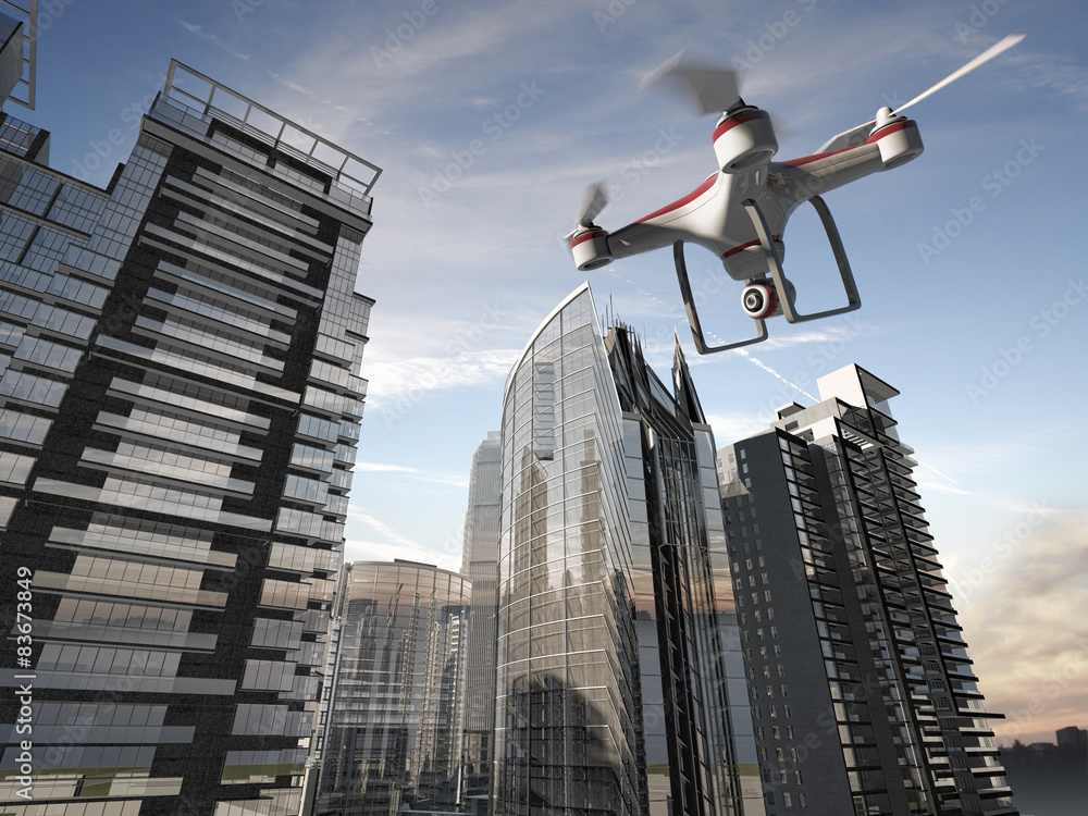 Fototapeta premium Drone Flying for Aerial Photography or Video Shooting
