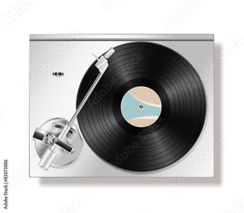 vinyl record turntable on white