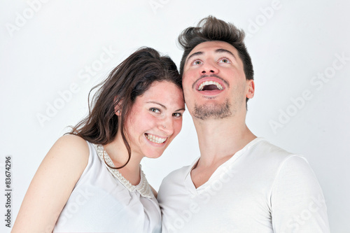 Loving couple ironic smile