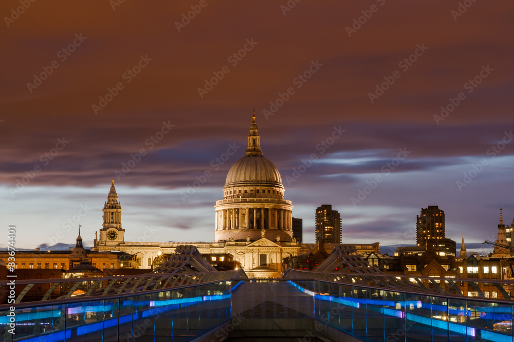 Red sky over St. Paul's cathedral